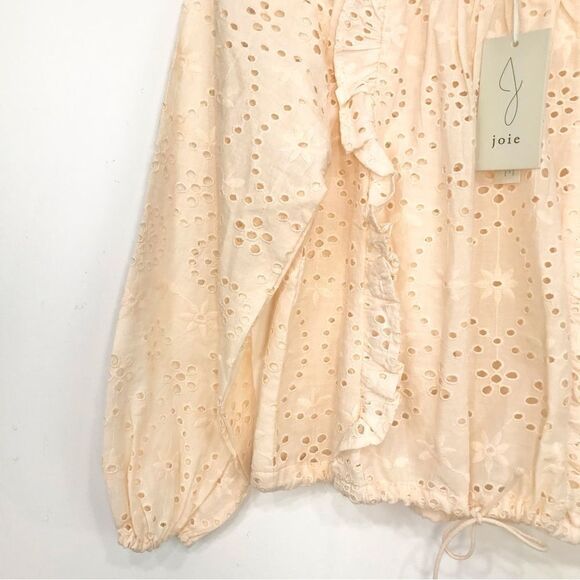 JOIE Cream Eyelet Lace Ruffle Long Sleeve Blouse NEW With Tags - Picture 4 of 14